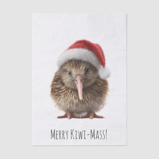 Schattigee kerst kiwi, op maat tissuepapier (Voorkant)