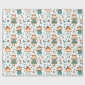 Schattigee kerst kleine meisje patroon cadeaupapier (Vlak)