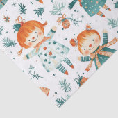 Schattigee kerst kleine meisje patroon tissuepapier (Detail)