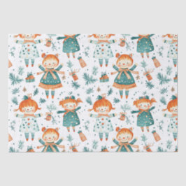 Schattigee kerst kleine meisje patroon tissuepapier