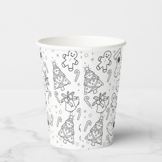Schattigee Kerst Kleurbekers Papieren Bekers (Rechts)