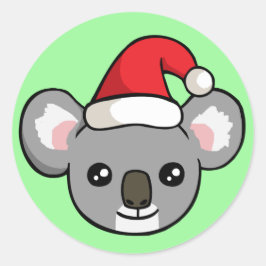 Schattigee Kerst Koala in Santa Hat Tekening Stick Ronde Sticker