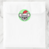 Schattigee Kerst Koala in Santa Hat Tekening Stick Ronde Sticker (Tas)