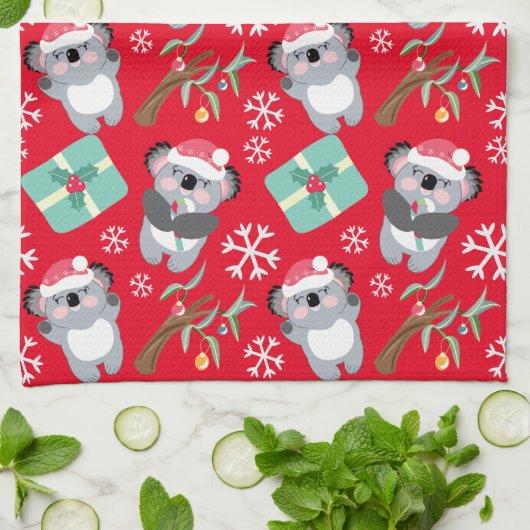 Schattigee kerst Koala Theedoek (Gevouwen)