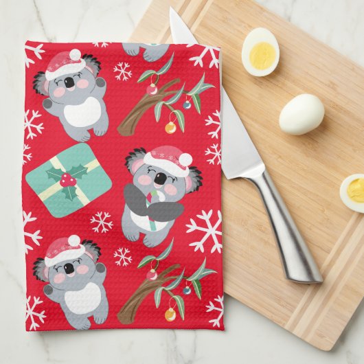Schattigee kerst Koala Theedoek (Quarter Fold)