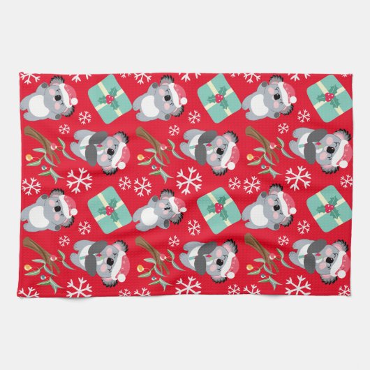 Schattigee kerst Koala Theedoek (Horizontaal)
