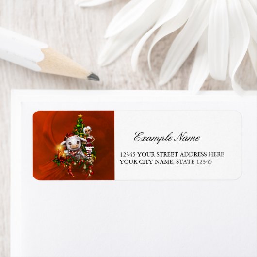 Schattigee kerst koe etiket (Insitu)