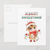 Schattigee kerst Koe in winterkledij Feestdagenkaart (Voorkant / Achterkant)