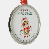 Schattigee kerst Koe in winterkledij Metalen Ornament (Rechts)