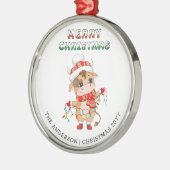 Schattigee kerst Koe in winterkledij Metalen Ornament (Links)