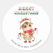 Schattigee kerst Koe in winterkledij