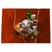 Schattigee kerst koe met kleine elf groot cadeauzakje (Voorkant)