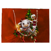 Schattigee kerst koe met kleine elf groot cadeauzakje (Achterkant)