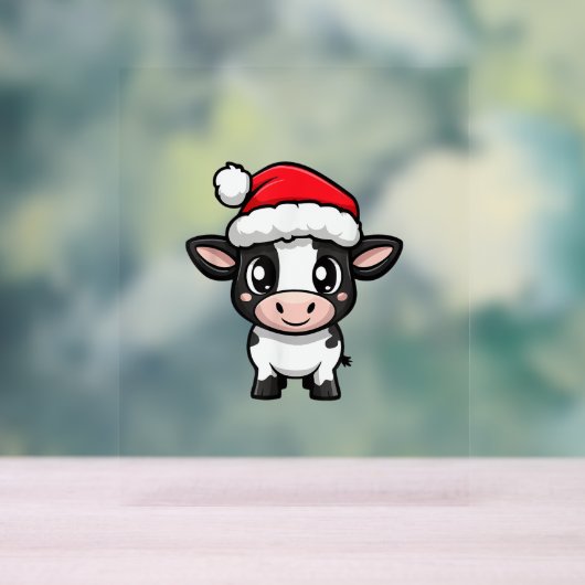 Schattigee kerst Koe Xmas Comic Acryl Bord (Neutraal)