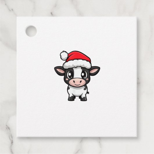 Schattigee kerst Koe Xmas Comic Bedankjes Labels (Voorkant)