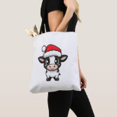 Schattigee kerst Koe Xmas Comic Tote Bag (Dichtbij)
