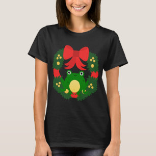Schattigee kerst krans kikker t-shirt