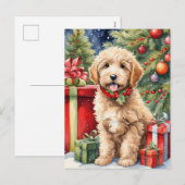 Schattigee Kerst Labradoodle Puppy met Cadeaus Feestdagenkaart (Voorkant / Achterkant)