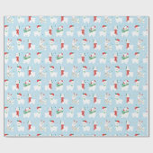 Schattigee kerst lama's op lichtblauw cadeaupapier (Vlak)