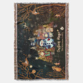 Schattigee Kerst Magic Zwart Groen Deken (Voorkant Verticaal)