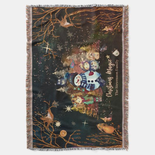 Schattigee Kerst Magic Zwart Groen Deken (Voorkant Verticaal)