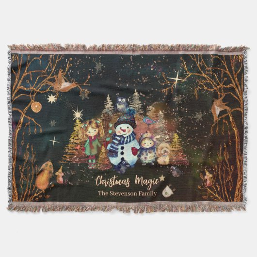 Schattigee Kerst Magic Zwart Groen Deken (Voorkant)