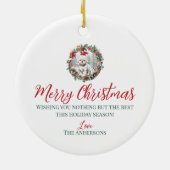 Schattigee kerst maltese hond puppy kerstmuts keramisch ornament (Achterkant)