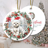 Schattigee kerst maltese hond puppy kerstmuts keramisch ornament