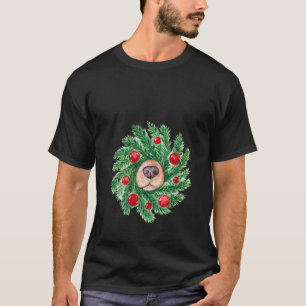 Schattigee Kerst mannen vrouwen hondenneus krans g T-shirt