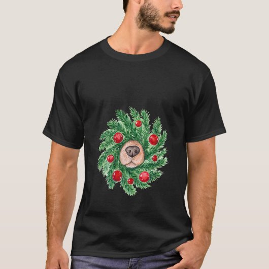 Schattigee Kerst mannen vrouwen hondenneus krans g T-shirt (Voorkant)