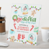 Schattigee Kerst Meest Mooie Eerste Verjaardag Reclamebord Met Voetstuk (Insitu)