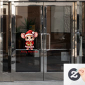 Schattigee Kerst Mouse Window Cling Raamsticker (Kantoordeur)