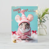 Schattigee kerst muis bijbelvers foto feestdagenkaart (Staand voorkant)