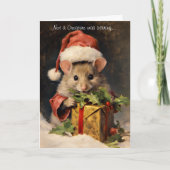 Schattigee Kerst Muis met Script Feestdagen Kaart (Voorkant)