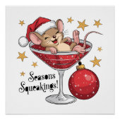 Schattigee Kerst Muis Seizoenen Squeakings Typogra Perfect Poster (Voorkant)