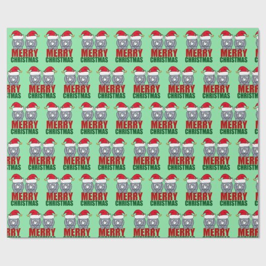 Schattigee kerst neushoorn cadeaupapier (Vlak)