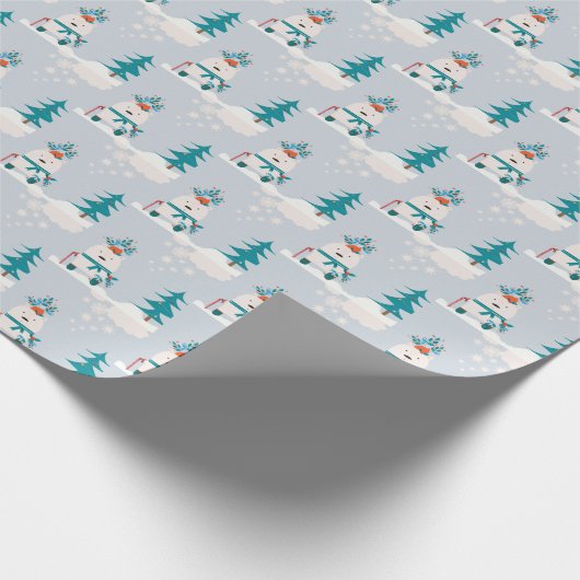 Schattigee Kerst Nieuwjaar Mr Snow Beer Cadeaupapier (Hoek)