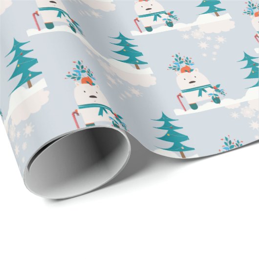 Schattigee Kerst Nieuwjaar Mr Snow Beer Cadeaupapier (Rol Hoek)