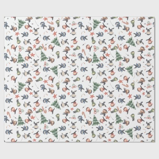 Schattigee kerst Ninja Warrior Kinder vakantie Cadeaupapier (Vlak)