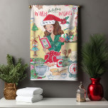 Schattigee kerst notenkraker koekjes Mrs Santa Wom Theedoek<br><div class="desc">Schattigee Kerst Warme Wensen Mevrouw Santa is backing Notenkraker Cookies Custom Naam traditionele klassieke feestelijke vakantie vrouw illustratie. Origineel kunstwerk van Caroline Bonne Müller</div>
