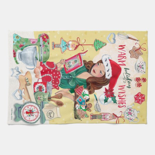 Schattigee kerst notenkraker koekjes Mrs Santa Wom Theedoek (Horizontaal)