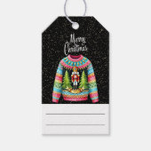 Schattigee kerst notenkraker lelijke kerst trui cadeaulabel (Voorkant)