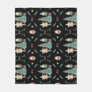 Schattigee kerst notenkraker op een zwarte achterg fleece deken