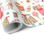 Schattigee kerst Nut-cracker Gingerbread Cadeaupapier (Rol Hoek)