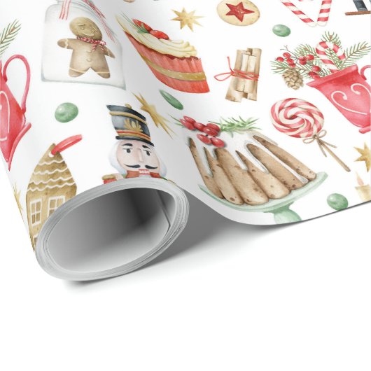 Schattigee kerst Nut-cracker Gingerbread Cadeaupapier (Rol Hoek)