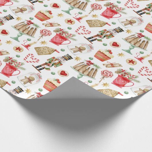 Schattigee kerst Nut-cracker Gingerbread Cadeaupapier (Hoek)