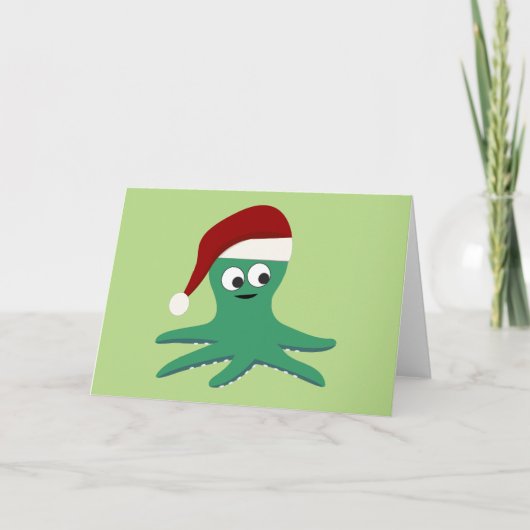 Schattigee kerst-octopus feestdagen kaart (Voorkant)