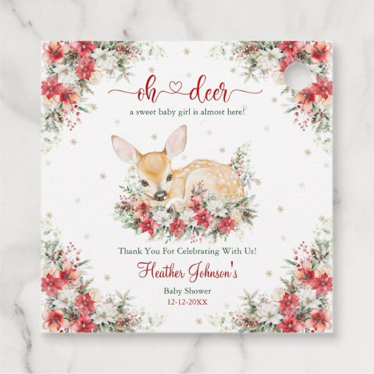Schattigee kerst Oh Deer Baby shower Bedankjes Labels (Achterkant)