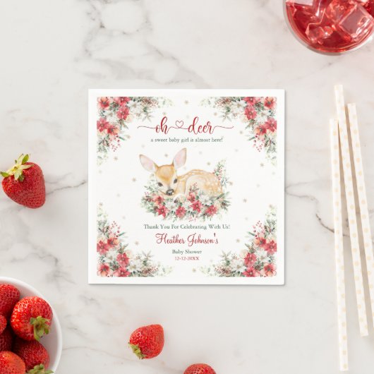 Schattigee kerst Oh Deer Baby shower Servet (Insitu)