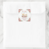 Schattigee kerst Oh Deer Baby shower Vierkante Sticker (Tas)